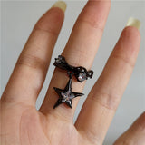 Xpoko Vintage Goth Thorny Rose Couple Rings For Men Women Charm Irregularity Opening Stainless Steel Punk Finger Ring Jewelry Y2k Gift