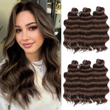 Xpoko Synthetic Twist Crochet Curly Hair Ombre Brown Blonde Black Grey Water Wave 16Inch Deep Wave Braid Hair Braiding Hair Extensions