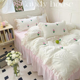 Xpoko Coquette Room Tulip Ruffle Bedding Set