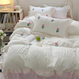 Xpoko Coquette Room Tulip Ruffle Bedding Set