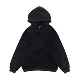 Xpoko utumn and winter new trendy brand personality reverse design crafts solid color high street hooded sweatshirt for men and women