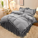 Xpoko Bed Linen Princess Bedding Set Luxury Bed Sheet Comforter Set Duvet Cover Bed Skirt and Pillowcase King Size Bedding Set Luxury