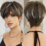 Xpoko Short Straight Hair Platinum Wig for Woman Daily Cosplay Lolita Wigs Synthetic Hair Heat Resistant