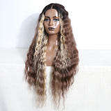 Xpoko Synthetic Cosplay Lace Wigs For Black Women Long Curly Deep Hair 30 Inch Brunette ShadeCosplay Lace Front Wig Synthetic Lace Wig