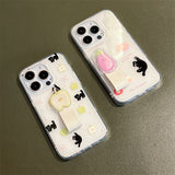 Xpoko Cute Cat Apple Eggplant Ring Buckle Phone Case