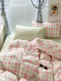 Xpoko Danish Pastel Plaid Bedding Set