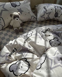 Xpoko  -  Cute cartoon dog star bedding set teen boy,twin full queen lovely puppy cotton home textile bed sheet pillow case quilt cover