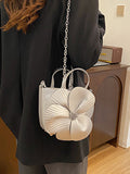 Xpoko Flower Shape Pleated Split-Joint Bags Crossbody Bags Handbags Tote Bags