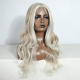 Xpoko Synthetic Lace Front Wig Long Wavy 26 " Body Wavy  Lace Wig For Women Lace Front Wig Light Blonde Cosplay Wig