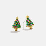 Xpoko Copper Rhinestone Christmas Stud Earrings