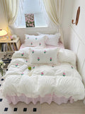 Xpoko Coquette Room Tulip Ruffle Bedding Set