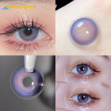 Xpoko laser Purple Myopia Prescription Soft Colored Contact Lenses For Eyes Small Beauty Pupil Make Up Natural Yearly