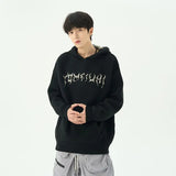 Xpoko New original American style lazy sweater men sweatshirt vibe national trend niche design hooded high street casual loose sweater