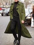 Xpoko Men Winter Outfit Streetwear Fashion Trench Men's Thin Coat Designer Overlong British Coats Man's Clothing With Epaulets Men's Jackets For Spring