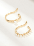 Xpoko 2pcs Faux Pearl Decor Cuff Earring