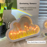 Xpoko Kawaii Cloud Mirror Tulip Night Light Christmas Thanksgiving gifts