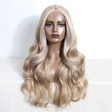 Xpoko Synthetic Lace Front Wig 26"Highlight Blonde Brown black Body Wave Blonde Wigs For Women Ombre Lace Wig Synthetic Lace Front Wig