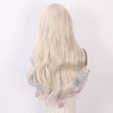 Xpoko Cosplay Lolita Women's Wig Rainbow Gradient Highlight Dyed Curly Hair Shaped Lace Synthetic Fiber Party Wearing