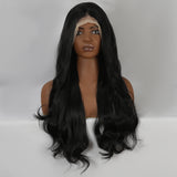 Xpoko 26 inch 13x4 Loose Wave Style Naturally Ventilated Women's Wig Black Women's Lace Long Hair Big Wave Black Women's Wig