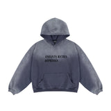 Xpoko Autumn and winter new trendy brand painter melancholy heavy industry washed gradient hooded sweatshirt for men harajuku Y2K TOP