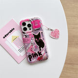 Xpoko Sweet Cool Cat Illustration Pendant Phone Case