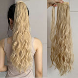 Xpoko Corn Wavy Ponytail Extended Winding Long Curly Wavy Ponytail Extended Synthetic Blonde Ponytail Wig For Female Girl