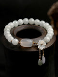 Xpoko National Jade Beads&Flower Handmade Bracelet