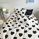 Xpoko Shaggy Velvet Berber Fleece Winter Bedding Set Short Plush Love Duvet Cover Bed Sheet Pillowcases Keep Warm Blanket Bedspread