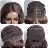 Xpoko Synthetic Cosplay  Lace Front Wig Lace Frontal Wig 30"Deep Curly Brown Brunette ShadeFor Black Women Lace Front Wig