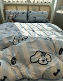 Xpoko  -  Fashion cute cartoon dog blue stripes bedding set kid teen,twin full queen cotton home textile bed sheet pillow case quilt cover