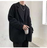 Xpoko Men Winter Outfit British-style Blazers Men Leisure Trendy Loose Suit Jackets Male Retro Daily Ins Streetwear All-match Simple Korean Suit-tops