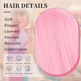 Xpoko Wig With Bangs Short Pink Bob Wigs for Women Straight Bob Bangs Wig Heat Resistant Synthetic Hair Natural Looking For Daily