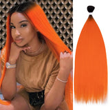 Xpoko Synthetic Long Straight 30" Hair Extensions Ombre Blonde Orange Hair Bundles Soft Hair Synthetic 30 Inch Natural Hair For Women