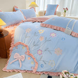 Xpoko - Aesthetic Embroidery Warm Milk Velvet Duvet Cover Bedding Set