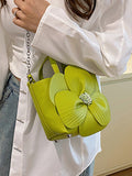 Xpoko Flower Shape Pleated Split-Joint Bags Crossbody Bags Handbags Tote Bags