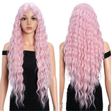 Xpoko Synthetic Lace Front Wig Baby Hair Wig Long Wavy 30 " Hair Lace Wig For Women Lace Front Wig Ombre Blonde Pink Wig Cosplay Wig