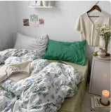 Xpoko  -Korean Style Retro Small Floral Cotton Bedding Set Of Four Pieces