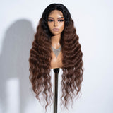 Xpoko Synthetic Lace Front Wig Baby Hair Wig Long Wavy 30 " Hair Lace Wig For Women Lace Front Wig Ombre Brown Wig Cosplay Wig