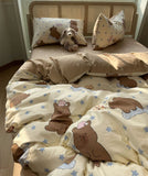 Xpoko  -  Cute cartoon bear star bedding set teen,twin full queen king brown coffee cotton home textile bed sheet pillow case quilt cover