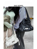 Xpoko Rose Live2025 Spring Underarm Bag Female  Design Pleated Large Capaci Commuter All-Match Tote Bag