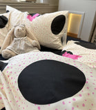 Xpoko  -  Sweet cool rabbit black roseo polka dot bedding set,twin full queen lovely cotton home textile bed sheet pillow case quilt cover