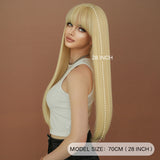 Xpoko Costume Wig High Density Synthetic Long Straight Blonde Wig For Women Heat Resistant Daily Party Cosplay With Neat Bangs