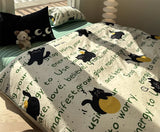 Xpoko  -  Cute fashion black cat green letter bedding set kid,twin full queen modern cotton home textile bed sheet pillow case quilt cover