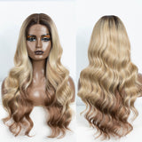 Xpoko Synthetic Lace Front Wig  26â€?Highlight Honey Brown Body Wave Wig Blonde Wigs For Women Lace Wig Synthetic Lace Front Wig