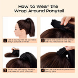 Xpoko Clip in Ponytail Extension Wrap Around Long Straight Ponytail Natural Soft Synthetic Hairpiece for Women