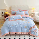 Xpoko - Aesthetic Embroidery Warm Milk Velvet Duvet Cover Bedding Set