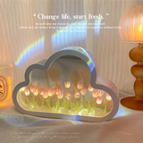 Xpoko Kawaii Cloud Mirror Tulip Night Light Christmas Thanksgiving gifts