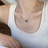 Xpoko Kpop Vintage Goth Punk Heart Pendant Chain Pearl Metal Necklace For Women Collares Aesthetic Grunge EMO Jewelry Y2K Accessories