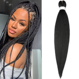 Xpoko Pre Stretched Woven Hair Extension 26 Inch Knot Free Box Braid Professional Synthetic Crochet Woven Natural EZ Braid