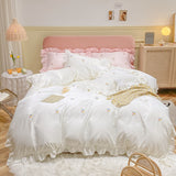 Xpoko - Comfortable and Soft Sweet Style Satin Bedding Set 4 Pcs